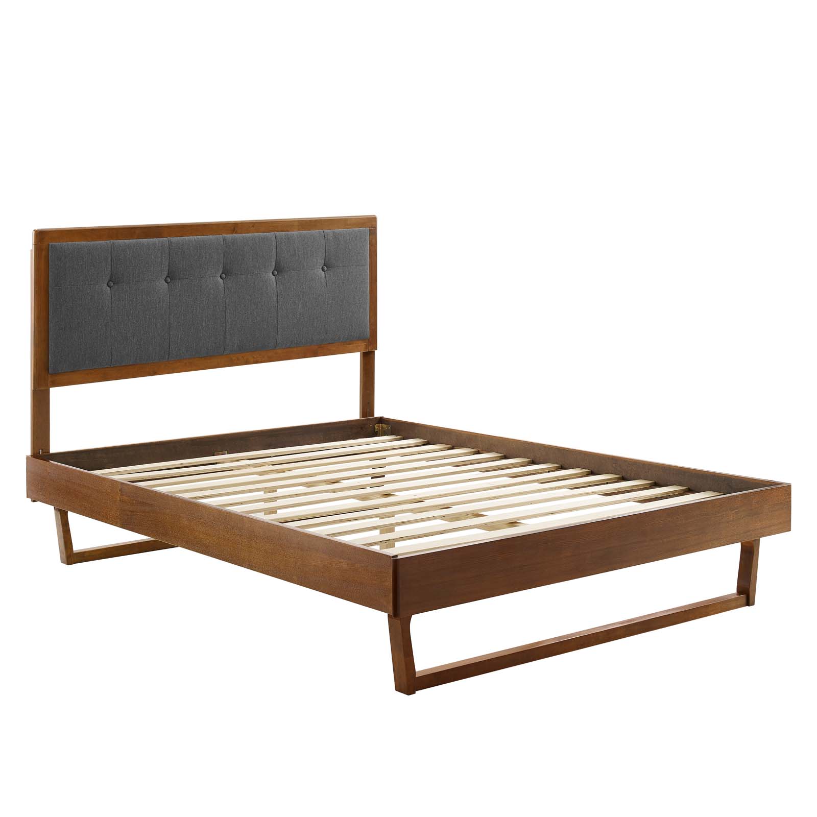 Modway Willow Full Wood Platform Bed with Angular Frame in Walnut/Charcoal detailed image 4