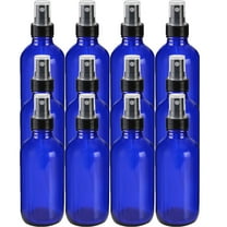 Global Cobalt Blue 4oz Black Mist Sprayer Bottle (120ml) Pack of 12 - Glass Tincture Bottles with Black Mist Sprayers for Essential Oils & More Liquids - Leakproof Travel Bottles
