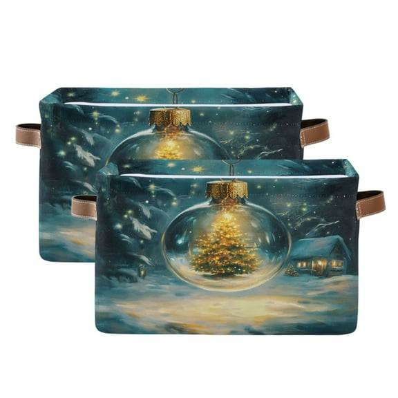 Ryvnso Christmas Tree in Bulbs Storage Basket Large Bin Foldable Boxes Toys Organizer 14.2x10.2x8.3in 2 PCs