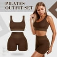 thumbnail image 2 of Lsupdaol 4 Pcs Women's Workout Sets Pilates Exercise Outfit Ribbed Scoop Neck Sports Bra Shorts Leggings Gym Clothes Set, 2 of 12