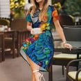 thumbnail image 3 of Lsque Vibrant Rainbow Parrot Fantasy Print Women's Casual Dress T-Shirt Summer Short Sleeve Scoop Neck Swing Dresses, 3 of 6