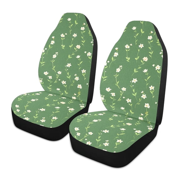 ALAZA Floral on Green Car Seat Covers 2 PCs Universal Auto Front Seats Interior Protector