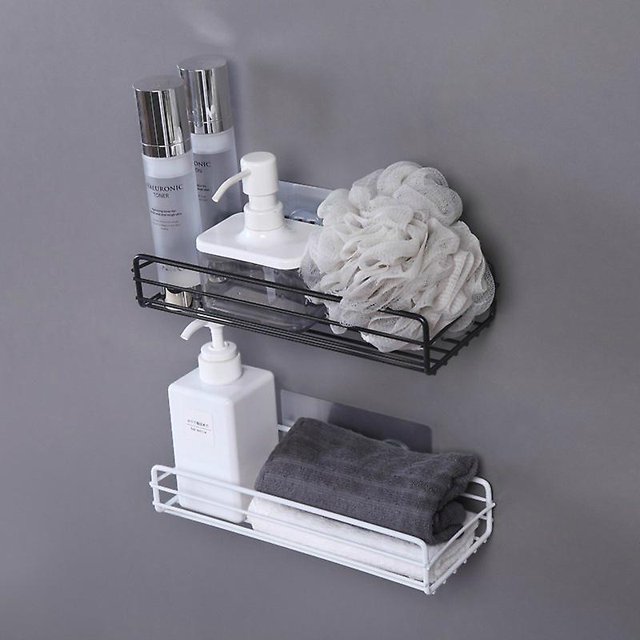 Juego de 2 Estantes de Ducha Adhesivos de Metal Sin Perforaciones, Almacenamiento de Baño Accesorio de Cocina y Baño para Colocar Objetos