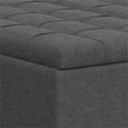 thumbnail image 3 of Harrison 40 inch Wide Transitional Large Square Coffee Table Storage Ottoman in Slate Grey Linen Look Fabric, 3 of 13