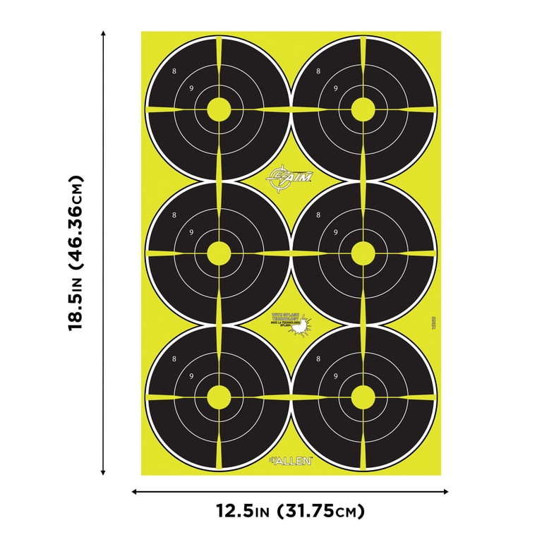Ez Aim Splash Reactive Paper Shooting Targets, Bullseye, 6 Targets