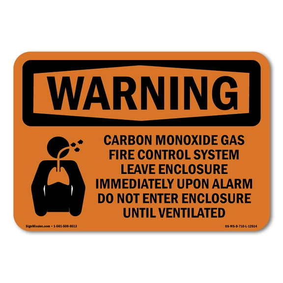 OSHA WARNING Sign - Carbon Dioxide Gas Fire With Symbol | Plastic Sign | Protect Your Business, Construction Site, Warehouse & Shop Area | Made in the USA
