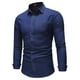 thumbnail image 5 of camisa de hombre de manga larga de mezclilla lavada con cuello de solapa y botón de bolsillo de color sólido Pompotops  oipoqjl27734, 5 of 6