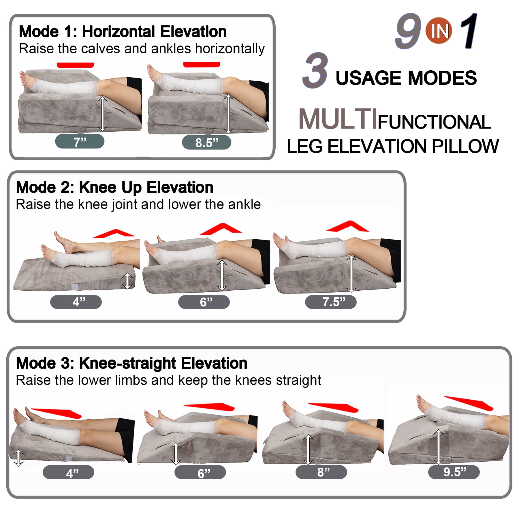 WDBBYL Leg Elevation Pillow, Adult, Removable Cover, Faux Velvet, 1 Pack