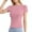 Pink, variant on MIXUE Boho Tops For Women Summer Line Solid Color Round Neck Short Sleeve Slim Fit Casual Workout Yoga T-shirts Activewear,Blue,S