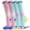 Blue+Pink, variant on Mqamex Women's Compression Calf Socks 2 Pairs - 15-20mmHg Arch Support Non Slip Grip Moisture Wicking for Running Tennis Training