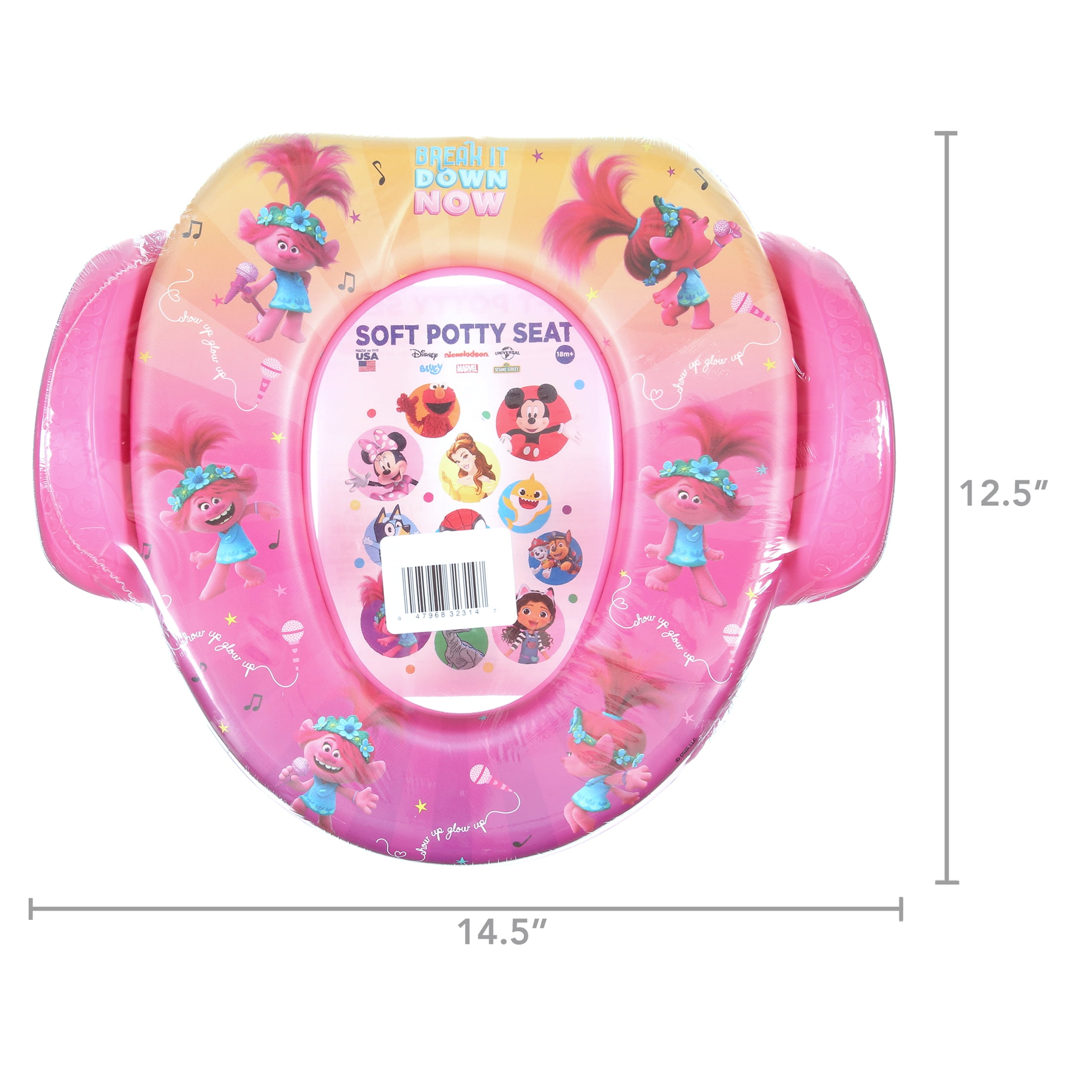 DreamWorks Trolls Soft Potty Training Seat for Toddlers with Hanging Hook, Fits Standard Toilets