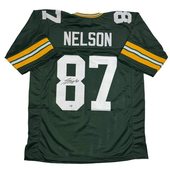 Autographed/Signed Jordy Nelson Green Bay Green Football Jersey JSA COA