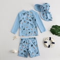 thumbnail image 3 of Ymyiu Boys Bathing Suit Toddler Baby Boys Swimsuits Trunk Long Sleeve Top Shorts Two Pieces Bathing Suit Swimwear Outfit 6-12 Months (Blue,6-12 Months), 3 of 6