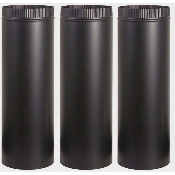3 IMPERIAL BM0111 6" Dia. x 24" Long BLACK STOVE PIPE 24 Gauge Single Wall Steel