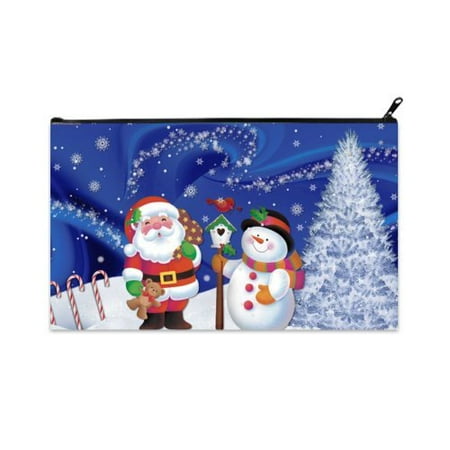- POPCreation Merry Christmas Santa Claus Snowman School Pencil Case Pencil Bag Zipper Organizer Bag