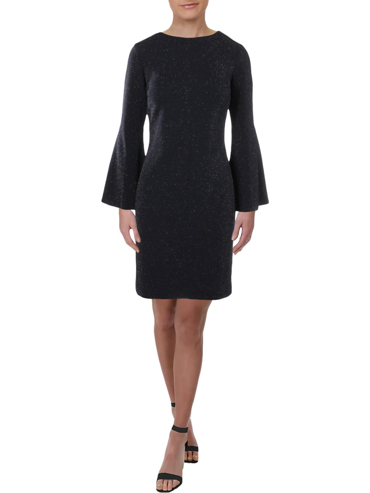 black cocktail dress with bell sleeves