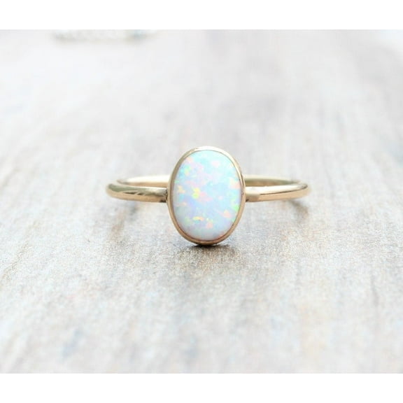Natural Opal Gemstone Ring, Oval Cut Ring, 925 Yellow Gold Plated Sterling Silver Ring Wedding Gift For Him