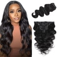 thumbnail image 1 of LUMIERE Clip In Hair Extensions Real Human Hair - Body Wave Hair Extensions Clip Ins 120g Grade10A Brazilian Remy Hair Seamless Clip Ins 8Pcs With 20, 1 of 7