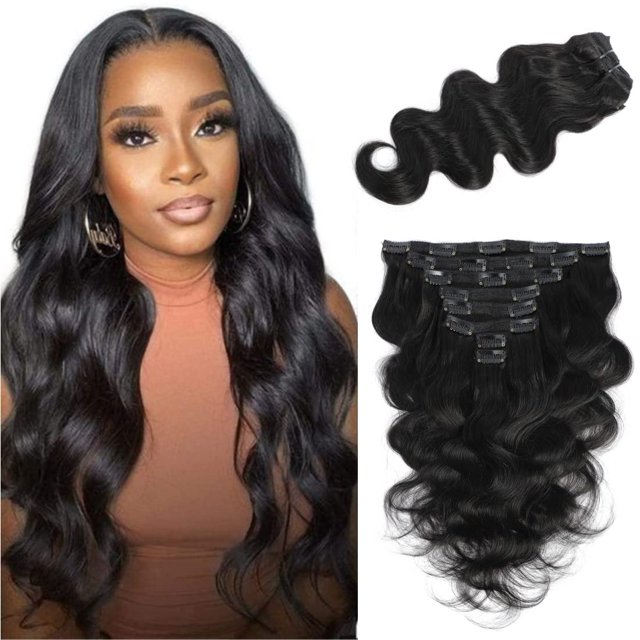 LUMIERE Clip In Hair Extensions Real Human Hair - Body Wave Hair Extensions Clip Ins 120g Grade10A Brazilian Remy Hair Seamless Clip Ins 8Pcs With 20