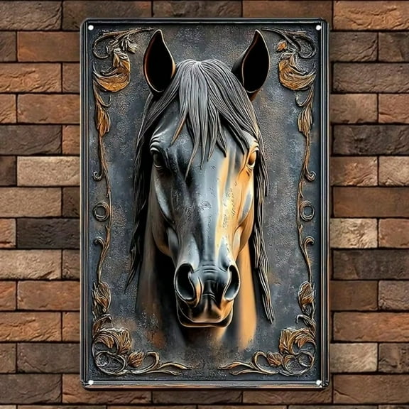 HELLOYOUNG 1pc Home & Office Wall Decor: 3D Metal Horse Head Art! Contemporary Equestrian Plaque For Bar & Wall Hanging | Local Delivery