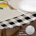 thumbnail image 3 of Yellow Lemons Round Tablecloth, Fitted Table Cover with Elastic for 36"-44" Round Tables, Summer Watercolor Fruits Plaid Table Cloth Outdoor Indoor Dinning Party Waterproof Tablecloths, 3 of 7