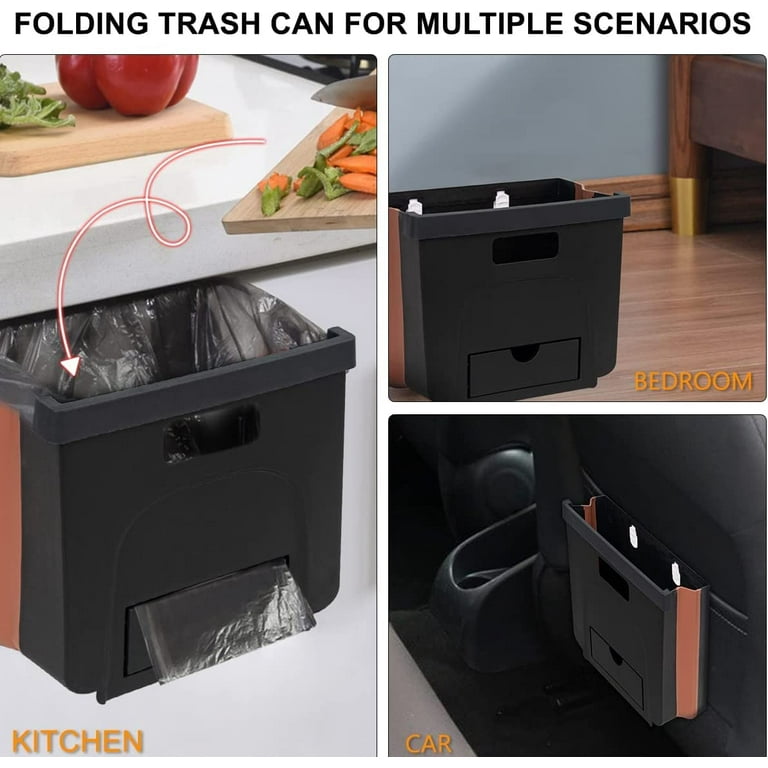 Fsqjgq Simple Human P Bags Hanging Folding Mini Can for Kitchen Cabinet Door Small Collapsible Garbage Under Sink Wall Mounted Folding Waste Mini