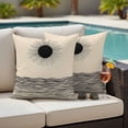 thumbnail image 2 of Outdoor Pillow Cover Abstract Wave Ocean Sun Set of 2 Waterproof Throw Pillowcases Black Beige Decorative Patio Furniture Pillows for Couch Garden Indoor & Outdoor Use, 2 of 9
