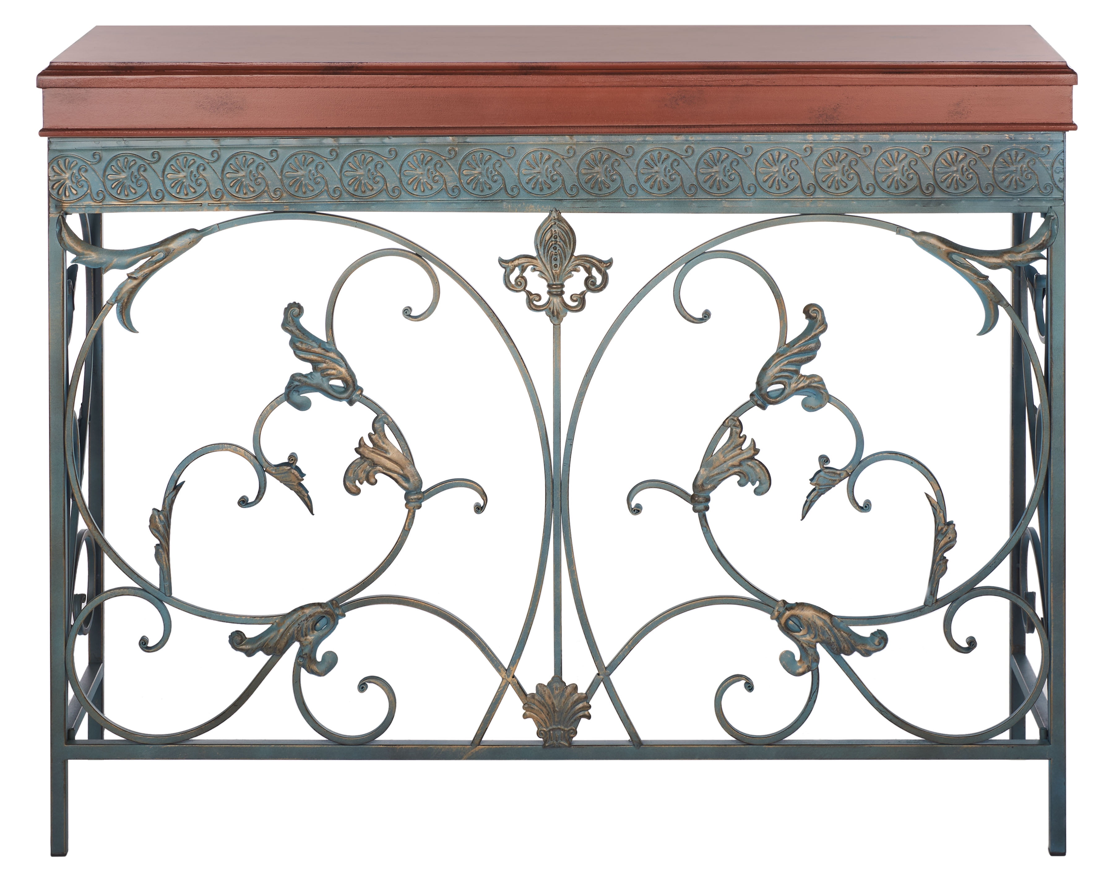 SAFAVIEH Cynthia Traditional Swirls Rustic Console End Table, Brown