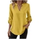 thumbnail image 1 of Camisas de Color Sólido para las Mujeres 3/4 Manga Manga Corta Cuello en V, Blusa Casual para Primavera Verano Diario, 1 of 9