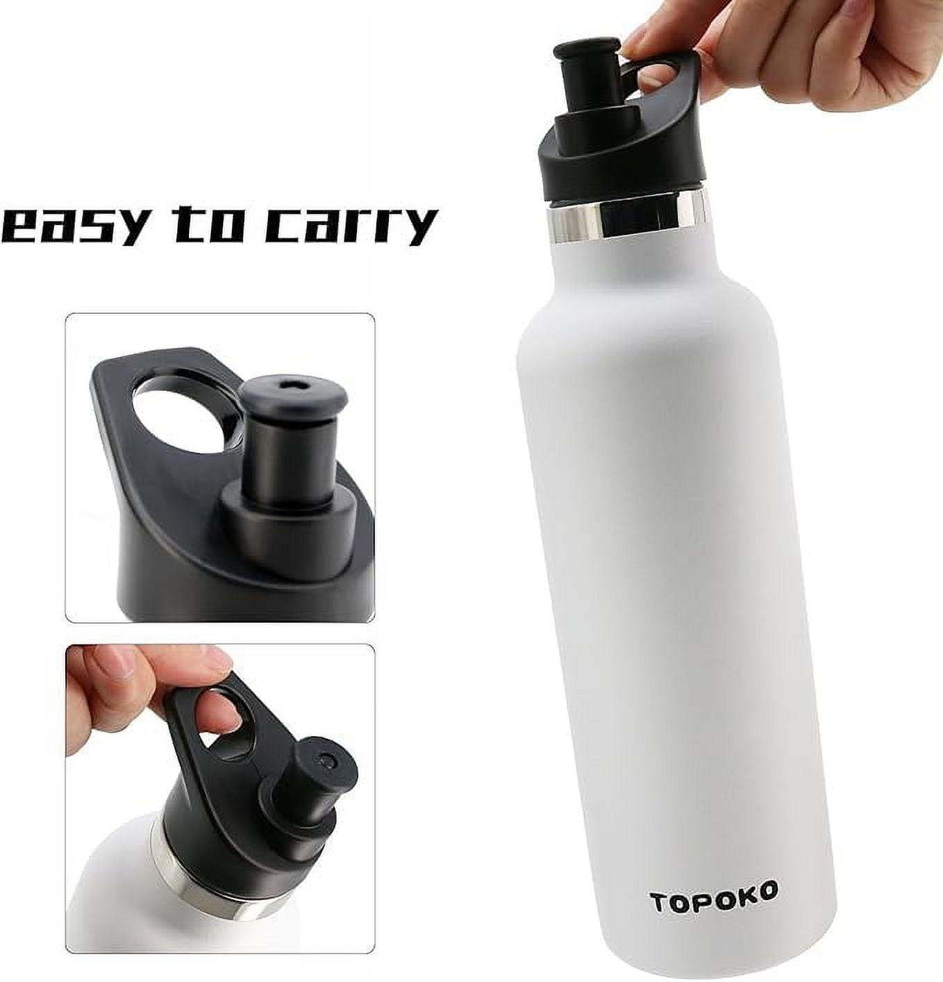 25 OZ Hydro Double Wall Flask Stainless Steel Water Bottle, Bite Valve Top, Vacuum Insulated, Sweat Proof, Leak Proof Sports Thermos. Standard Mouth 25oz, BPA-Free, Keep Cold 24 Hours (white)3pc