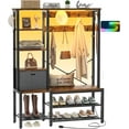 thumbnail image 1 of ZXNYH Hall Tree with Storage Bench, Coat Rack, 5-Tier Shelves, Fabric Storage Basket, Side hooks, 71’’ Industrial 5 in 1 Large Organizer, Wood Look Accent Furniture-Sturdy Metal Frame, Rustic Brown, 1 of 7
