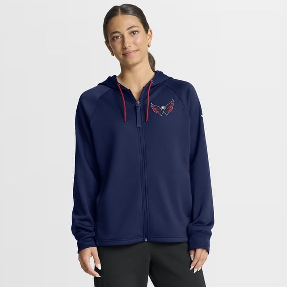 Women's Fanatics Navy Washington Capitals Authentic Pro Rink Raglan Full-Zip Hoodie