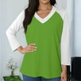 thumbnail image 7 of Hearthz Womens Raglan Shirts 3/4 Sleeve V Neck Baseball Jersey Color Block Women Summer Tops Fall Ladies Tops and Blouses, 7 of 7