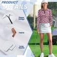 thumbnail image 6 of Yuyamidu Leopard Print Golf Shirts for Women Pink Long Sleeve Quarter Zip V-Neck Golf Tennis Shirt Lightweight Athletic Shirt Size 2XL, 6 of 8