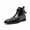 Black, variant on Men's Fashion Hybrid Ankle Boots - Pointed Toe Leather & Textile Slip-On Booties with Side Buckle - Modern Dress Shoes for Office & Party