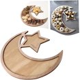 thumbnail image 4 of Bandeja de comida Eid Mubarak, bandeja de madera para Ramadán, vajilla para fiesta Eid Mubarak, bandeja de postres, vajilla con forma de estrella y luna, plato artístico, soporte de exhibición para, 4 of 5