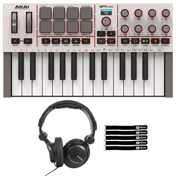 Akai Professional MPK Mini 4 25-Key MIDI Keyboard Controller Grey with Headphones Package