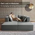 thumbnail image 2 of LUXAPA 140"Corduroy Sectional Sofa for Living Room, Comfy Cloud Couch with Movable Ottomans, Grey, 2 of 8