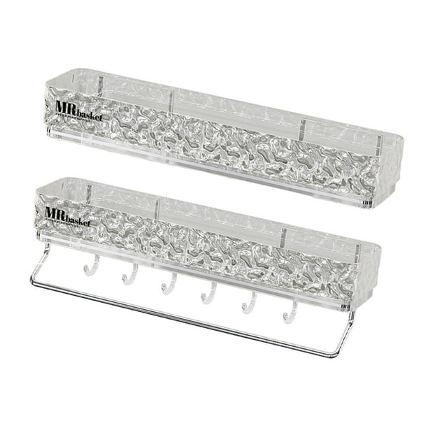 Estantes de baño con barra para toallas, organizador de baño con ganchos, soporte para champú montado en la pared, estante de ducha para inodoro