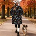 thumbnail image 2 of Game Controller Black Pattern Double-Sided Sherpa Fleece Wearable Blanket Hoodie, Oversized Thick Fuzzy Pullover with Giant Pocket for Women & Men, 2 of 5