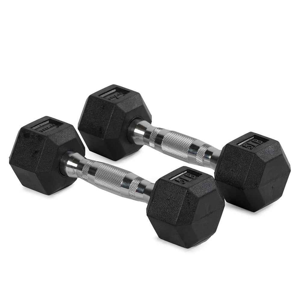 Titan Fitness 5 LB Pair Rubber Coated Hex Dumbbells