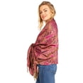 thumbnail image 3 of Sakkas Kalin Long Wide Woven Patterned Fringe Tassel Pashmina Shawl / Scarf - Pink / Black - One Size Regular, 3 of 5