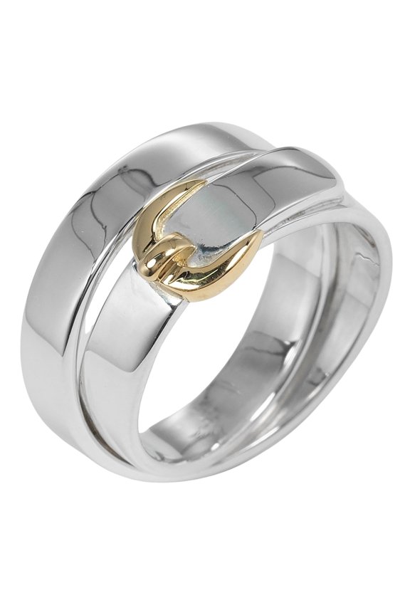 Pre-Owned Hermes Herms Double True ring, size 10, belt motif, vintage, 925 silver... (Good)