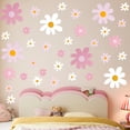 thumbnail image 3 of Daisy Wall Decal Flower Wall Sticker Cute Daisy Sticker Pink White Flower Decal Peel and Stick Floral Wallpaper for Nursery Bedroom Home Decor 12 Sheets Pink, 3 of 4