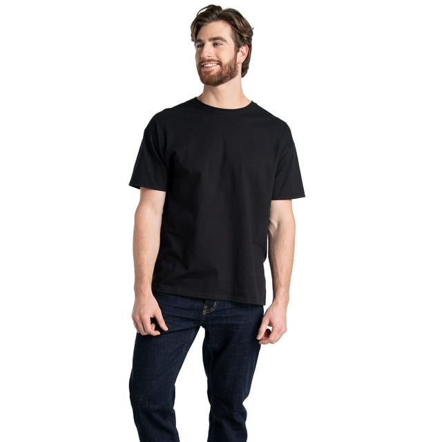 Fruit of the Loom T-Shirts en Coton Eversoft pour Hommes (Régulier et Grand & Long), Col Rond-2 pack-Noir, 4TG