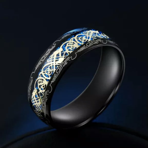 MATROOY Mens Women Rings Stainless Steel Silicone Rainbow Band Gear Couple Ring Jewelry-blue-12