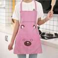 thumbnail image 3 of Graflsoa Stylish Bear Print Kitchen Apron with Stripes - Durable, Adjustable, and Spacious Pocket for Cooking and Baking - Rose Red Polyester Design, 3 of 7