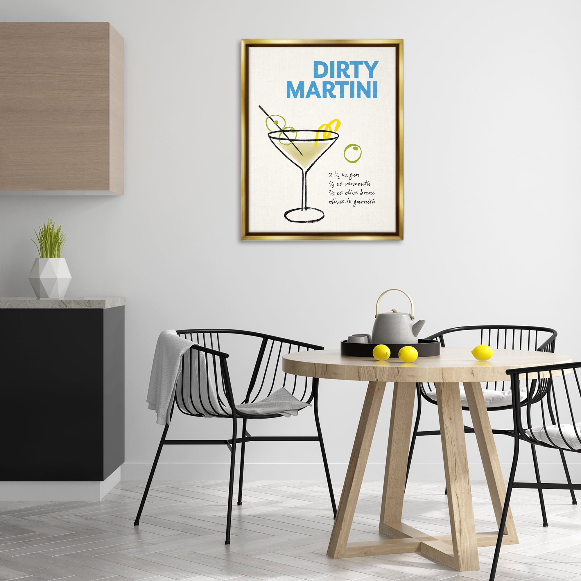 Stupell Industries Dirty Martini Recipe Food & Beverage Painting Gold Floater Framed Art Print Wall Art, 25 x 31