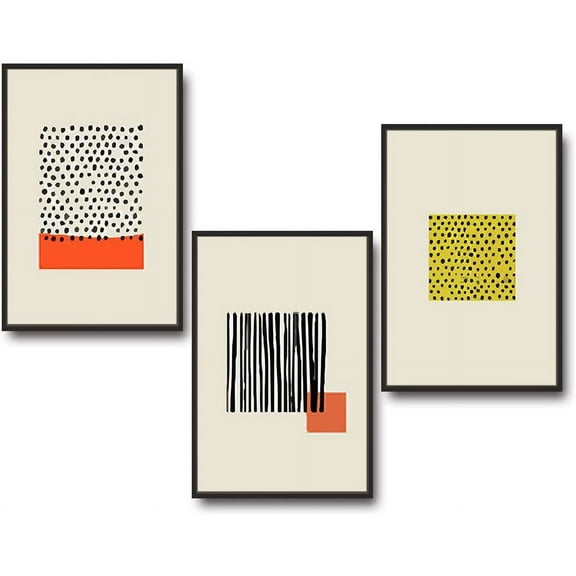 IDEA4WALL 3 Piece Framed Canvas Wall Art for Living Room, Bedroom Mattis and Brutalist Canvas Prints for Modern Home Decoration Ready to Hang