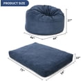 thumbnail image 3 of Giant bean bag chair cama: convertible foam - filled beanbag to mattress, corduroy cover floor sofa para adults (navy), 3 of 8